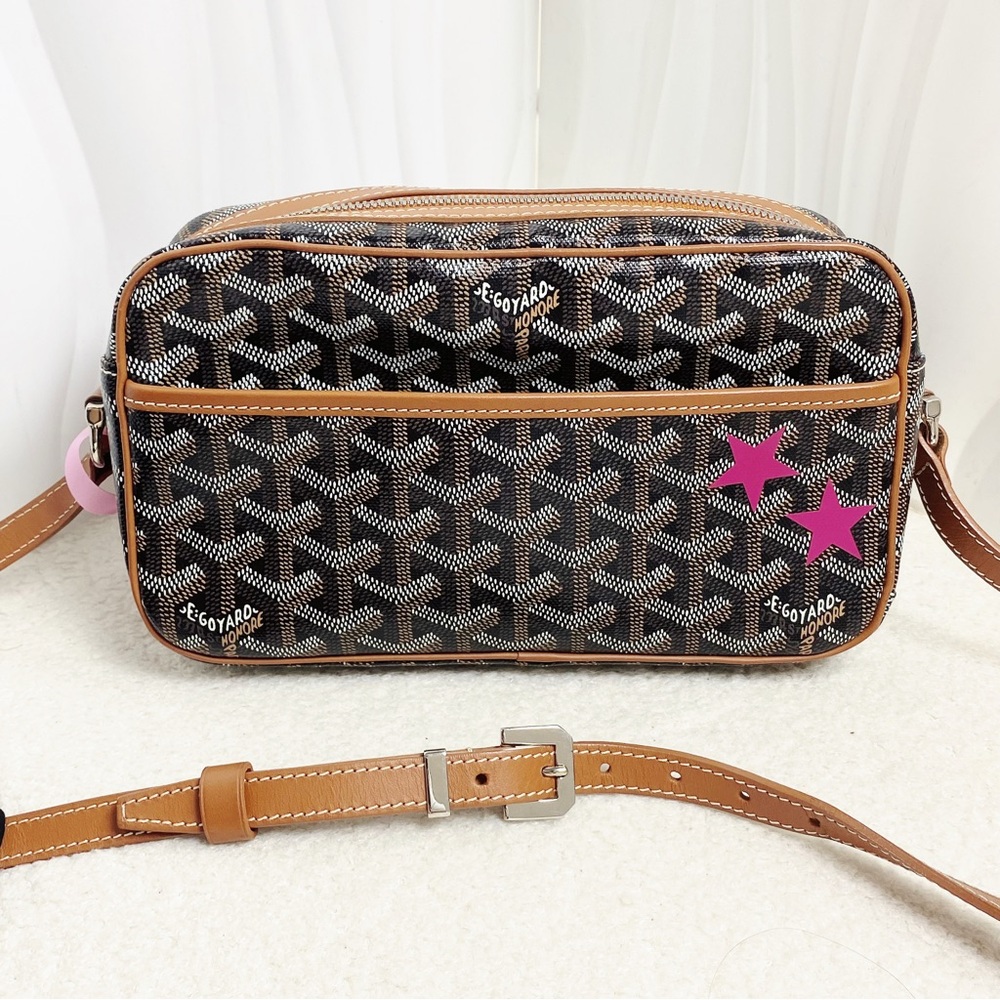 Goyard Coated Canvas Leather Cap Vert PM Shoulder Bag Women Black